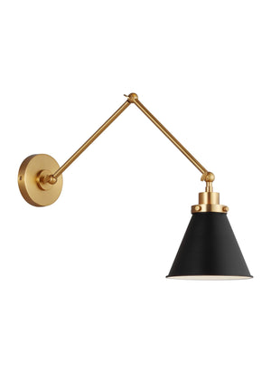 Wellfleet 1L double arm cone sconce - CW1151MBKBBS